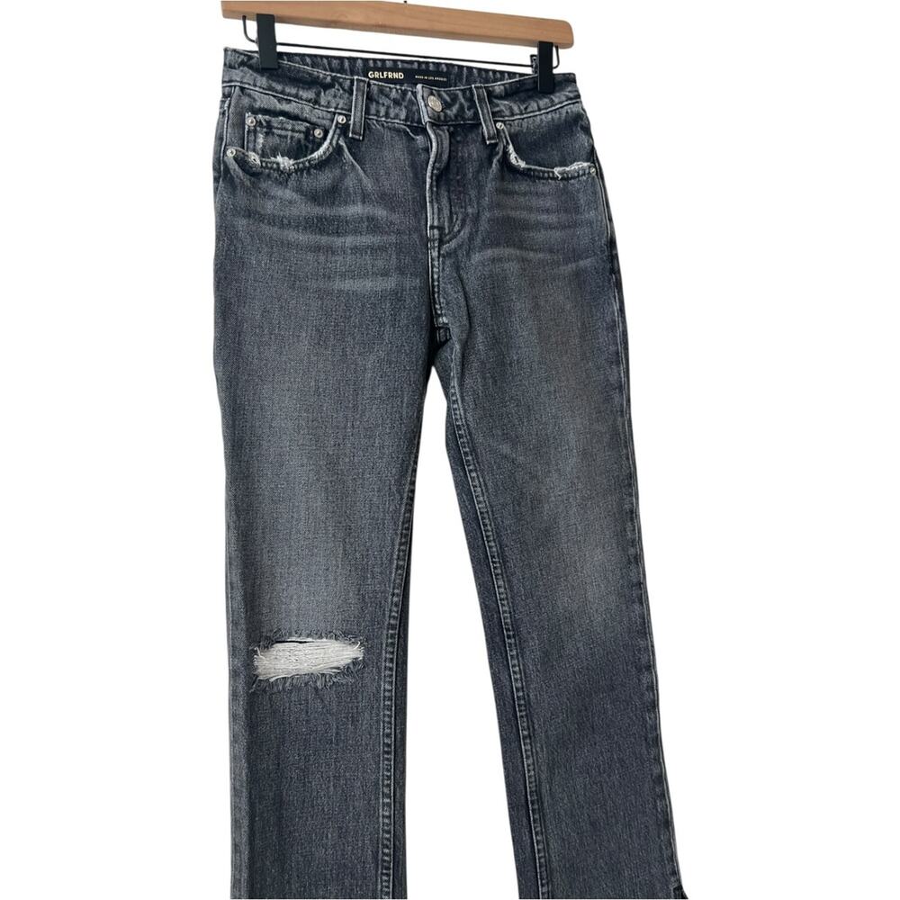 GRLFRND The Hailey Low Rise Slim Boot With Slit In Empire State Size 24 - Picture 2 of 10